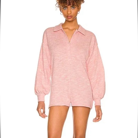 Lovers + Friends Revolve Julien Long Sleeve Shorts Romper Rose Pink Small - Picture 2 of 10